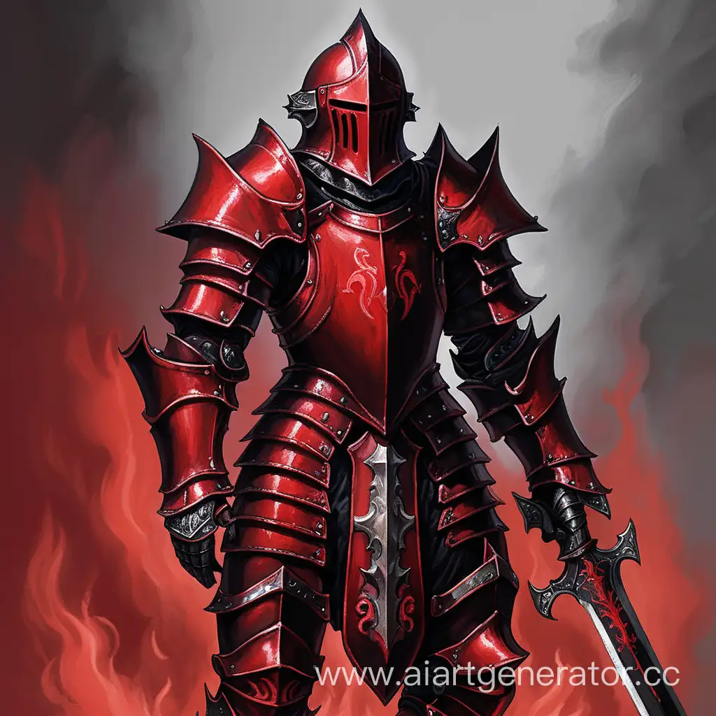 Нарисуй мне рыцаря в необычных крутых красночерных доспехах сделанные в аду