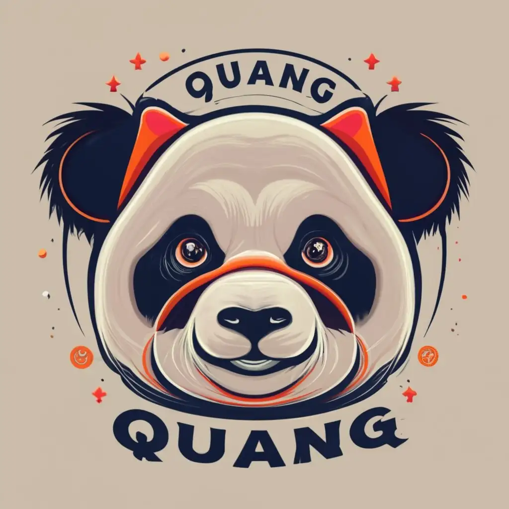 logo, a panda, with the text "QUANG", typography, be used in Technology industry