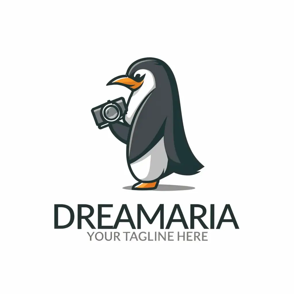 a logo design, with the text 'DreaMaria', main symbol:  Penguin, Moderate, to be used in Mobile camera, clear background