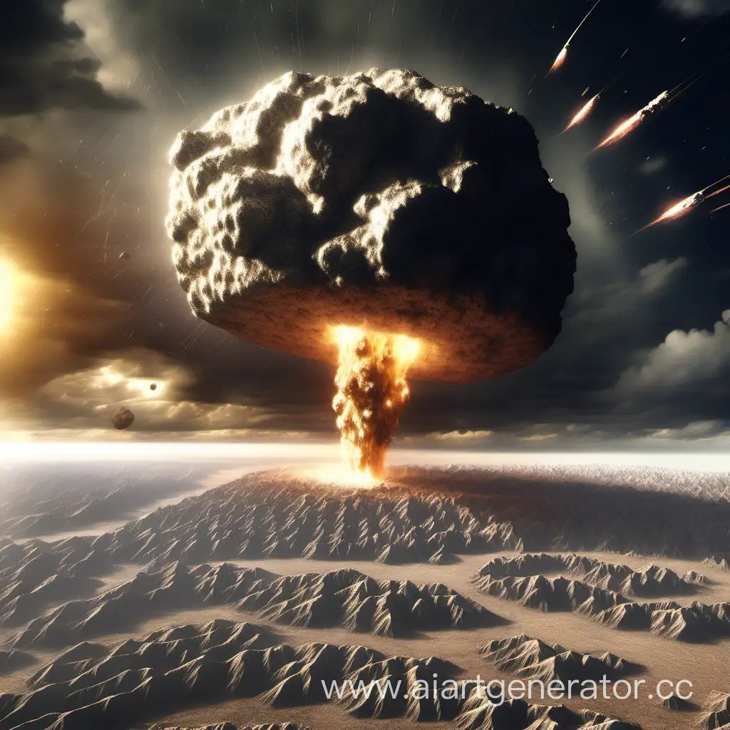 территория США, вся в атомных взрывах, и на эту территорию летит метеорит