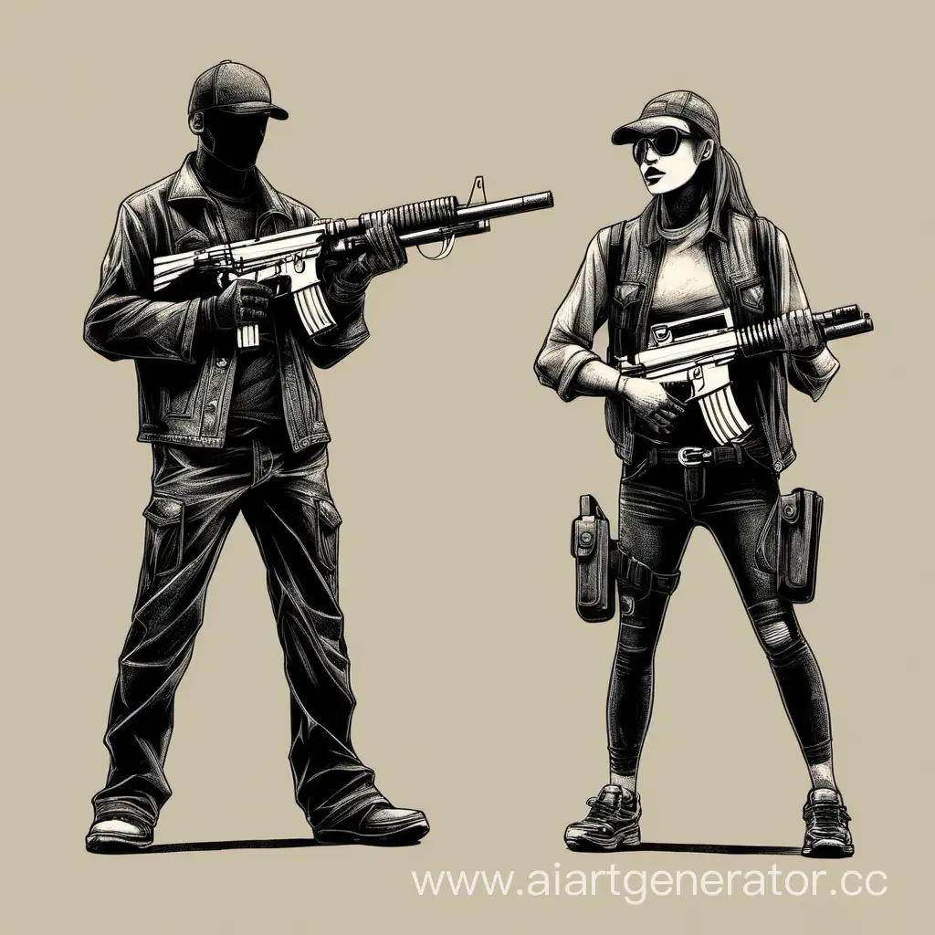 2 человека с пистолетами