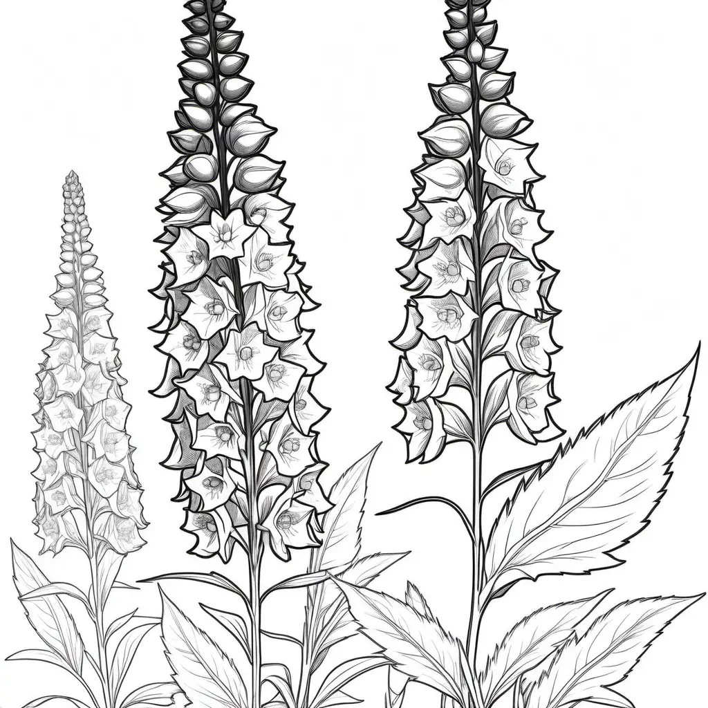 /imagine, coloring pages for kids, (delphinium spp.), hanging branches, CARTOON style, thick lines, low detail, no shading–ar 9:11