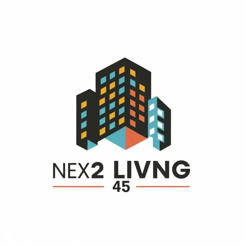 logo, Create a logo for an innovative and modern new building, with the text "NEX² LIVING 45", typography, be used in Real Estate industry