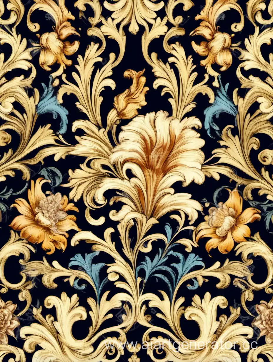 a pattern of floral, Baroque  movement, repeating pattern, 