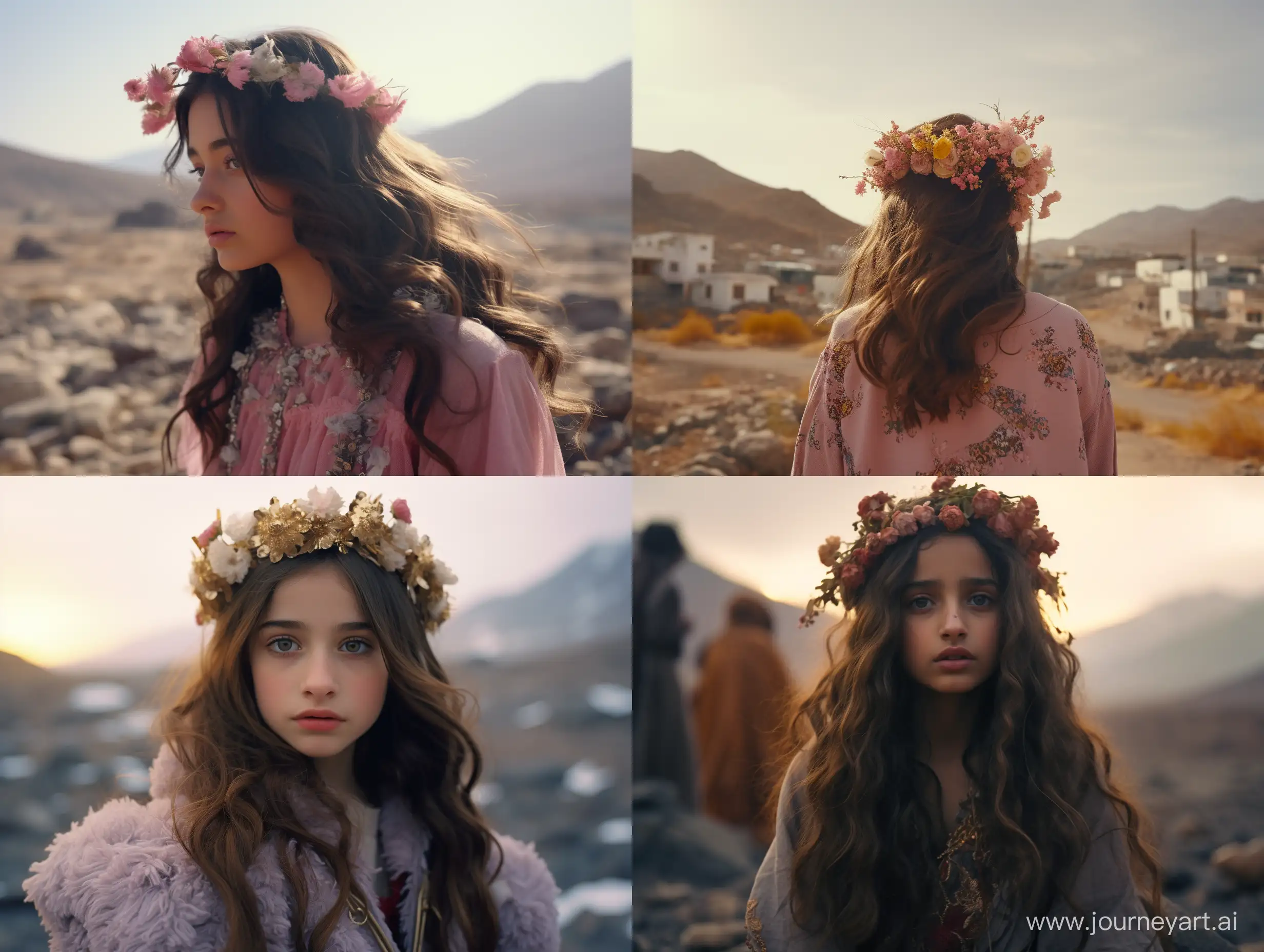 Saudi-Gypsy-Girl-Wearing-Winter-Attire-and-Floral-Crown-in-Taif-City