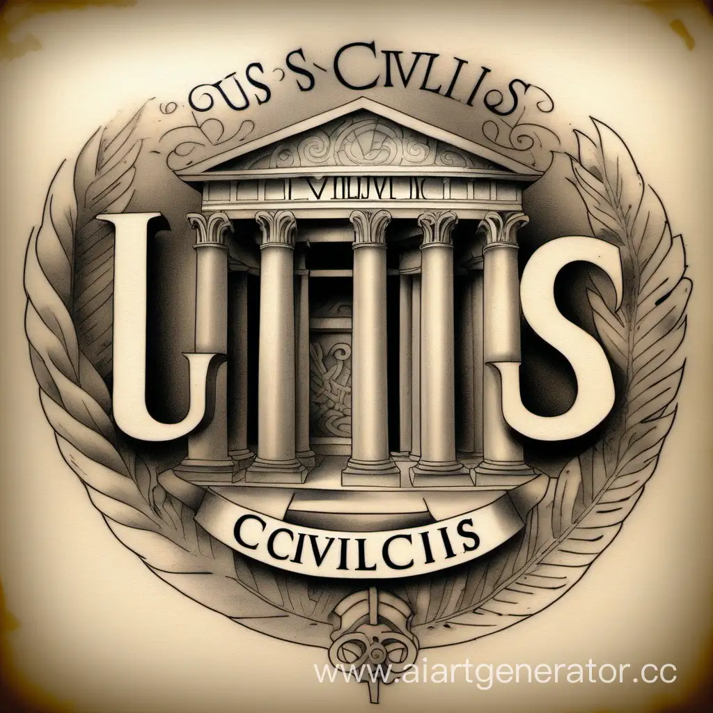 Ancient-Rome-Inspired-Tattoo-Sketch-with-Ius-Civilis-Inscription