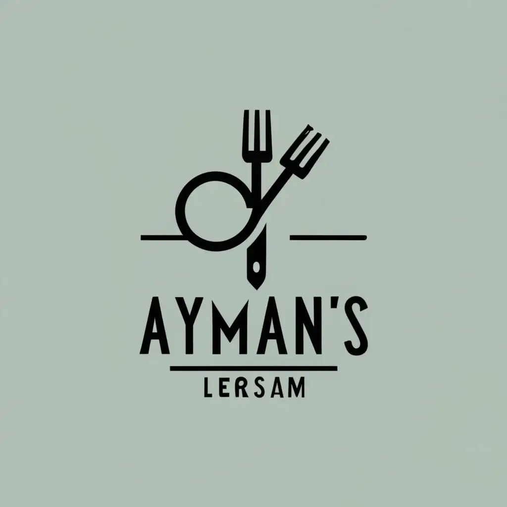 logo, Knife and fork, with the text "Ayman's", typography, be used in Restaurant industry