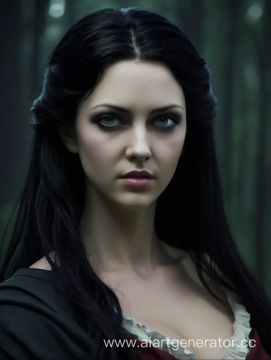 Enigmatic-Charm-Mysterious-Woman-with-Dark-Hair-and-Intense-Gaze