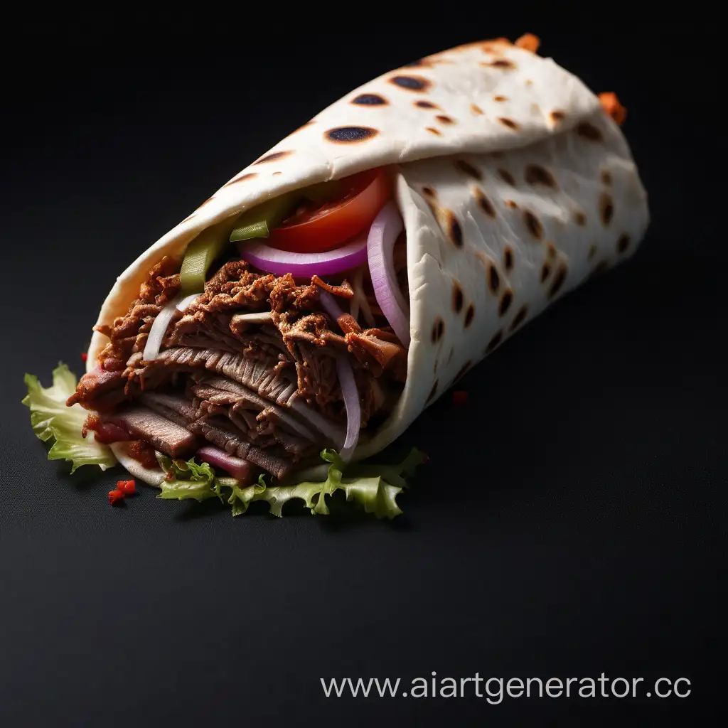 Savory-Doner-Shawarma-with-Minced-Meat-on-Dark-Background