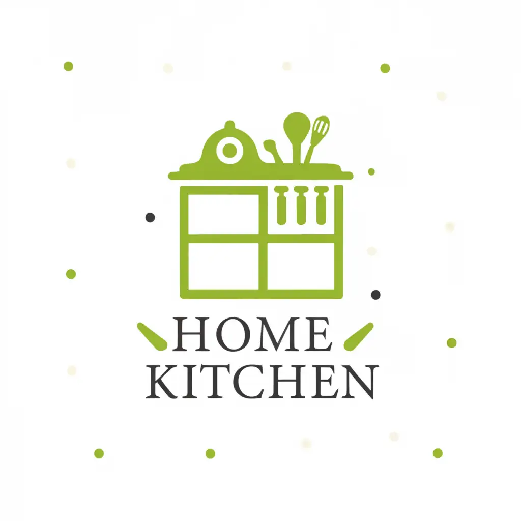 a logo design,with the text "Home Kitchen", main symbol:Kitchen, home kitchen, symbolic pattern,Minimalistic,be used in Restaurant industry,clear background