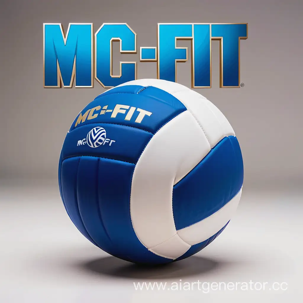 volleyball in blue colors and title "mc fit"
