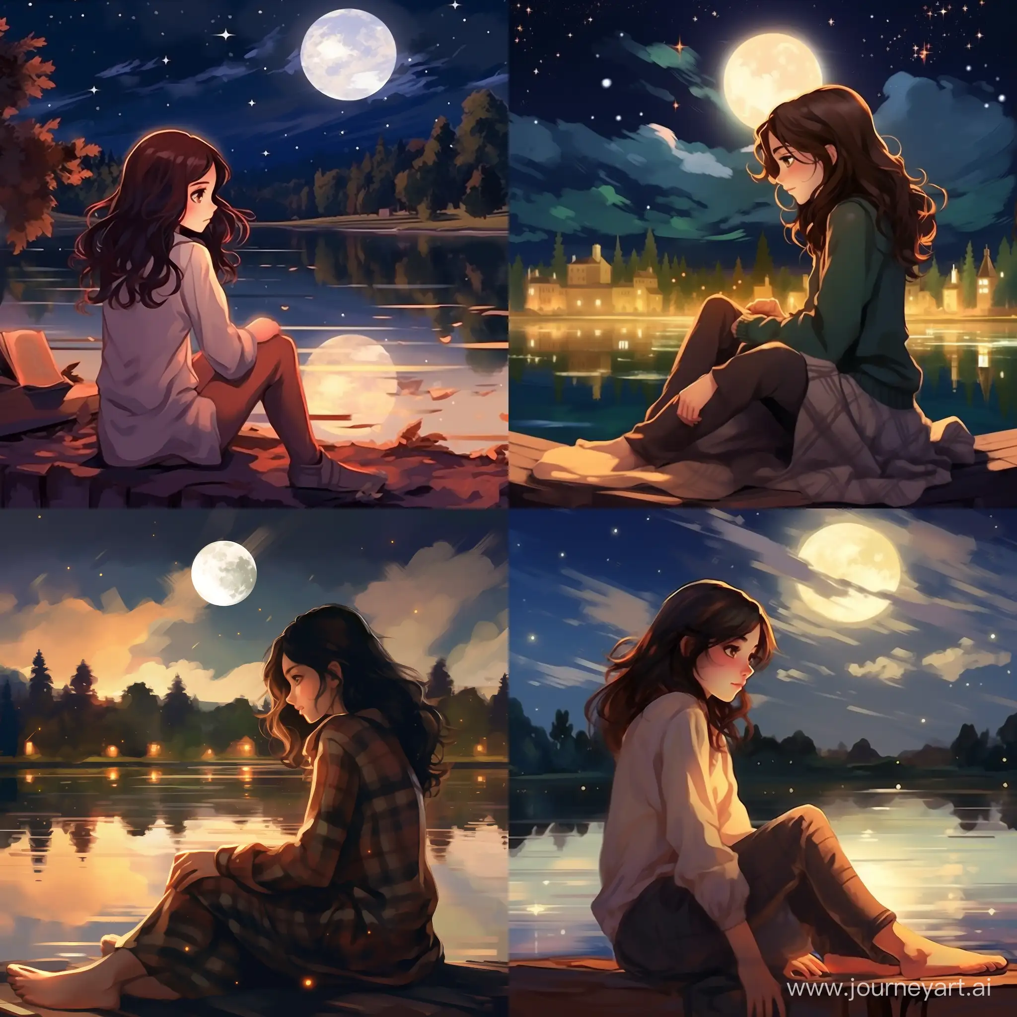 Melancholic-Teenage-Witch-by-Hogwarts-Lake-on-a-Starry-Autumn-Evening