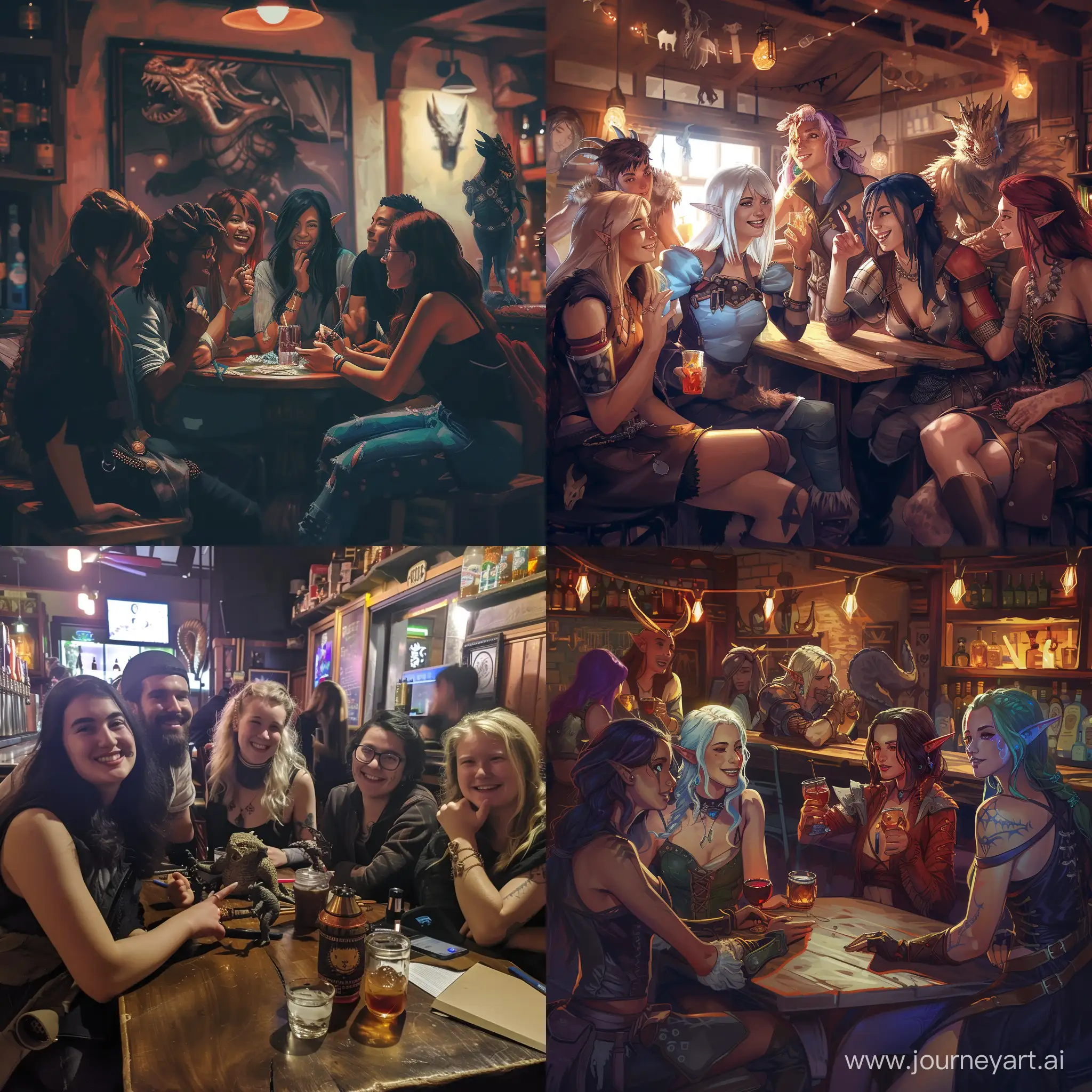 Fantasy-Fun-Dungeons-Dragons-Night-at-the-Bar-with-Mage-Rogue-and-Berserkers