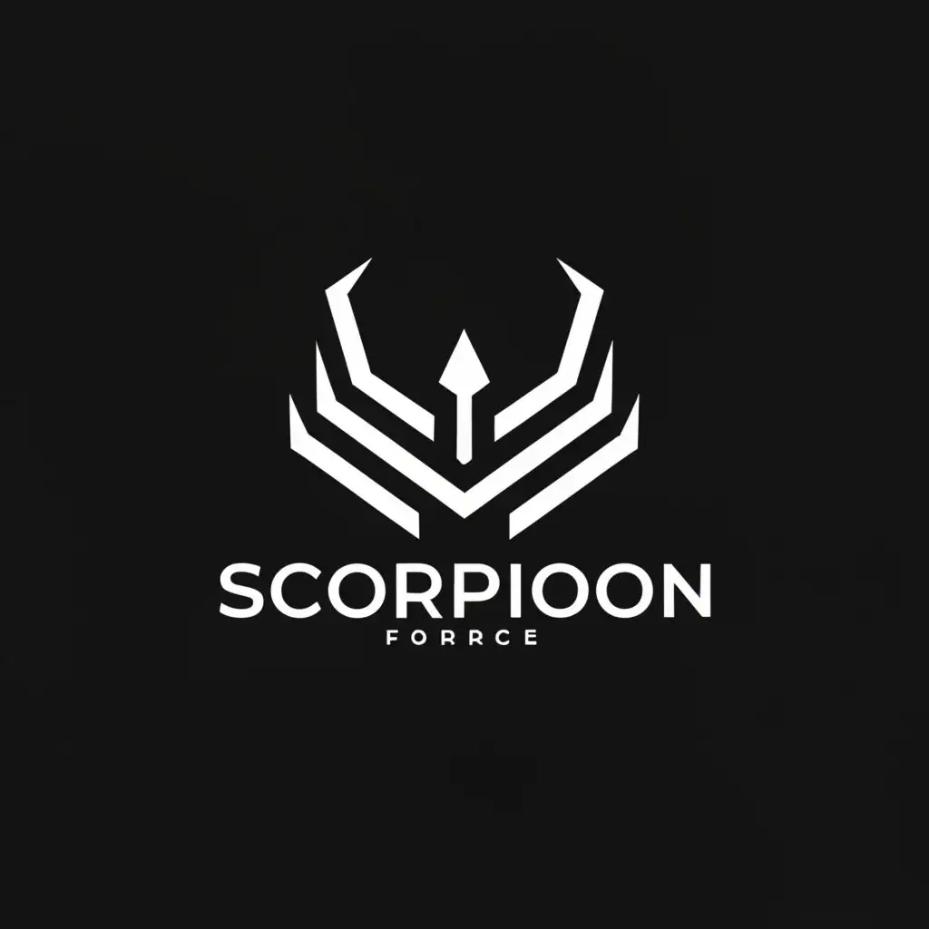a logo design,with the text "ScorpionForce", main symbol:Scorpion,Minimalistic,be used in Sports Fitness industry,clear background