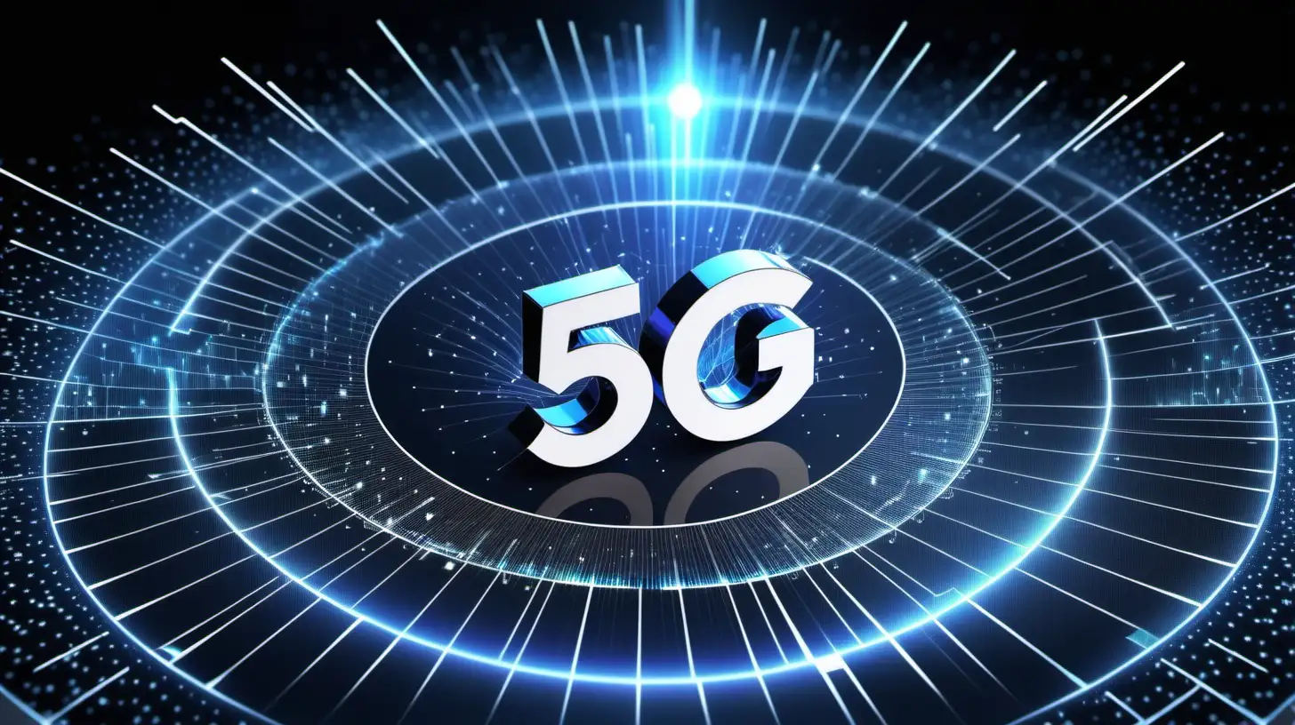 An eye-catching image showcasing the convergence of cutting-edge 5G technology, with the "5G" symbol prominently displayed in the center, surrounded by holographic data waves and futuristic elements.