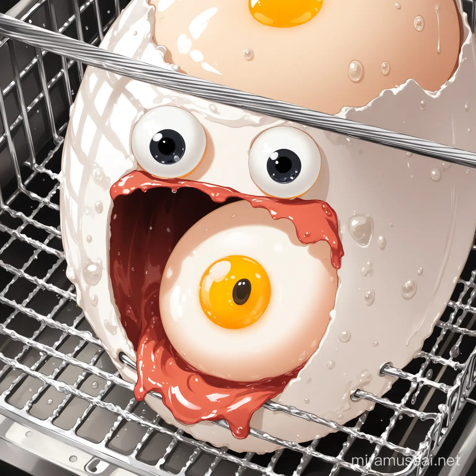 Quirky Googly Eyed Egg in Dishwasher