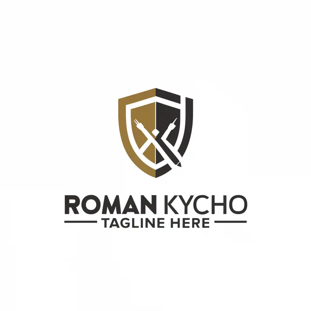 a logo design,with the text "Roman Kychko", main symbol:shield with pen,Moderate,be used in Legal industry,clear background