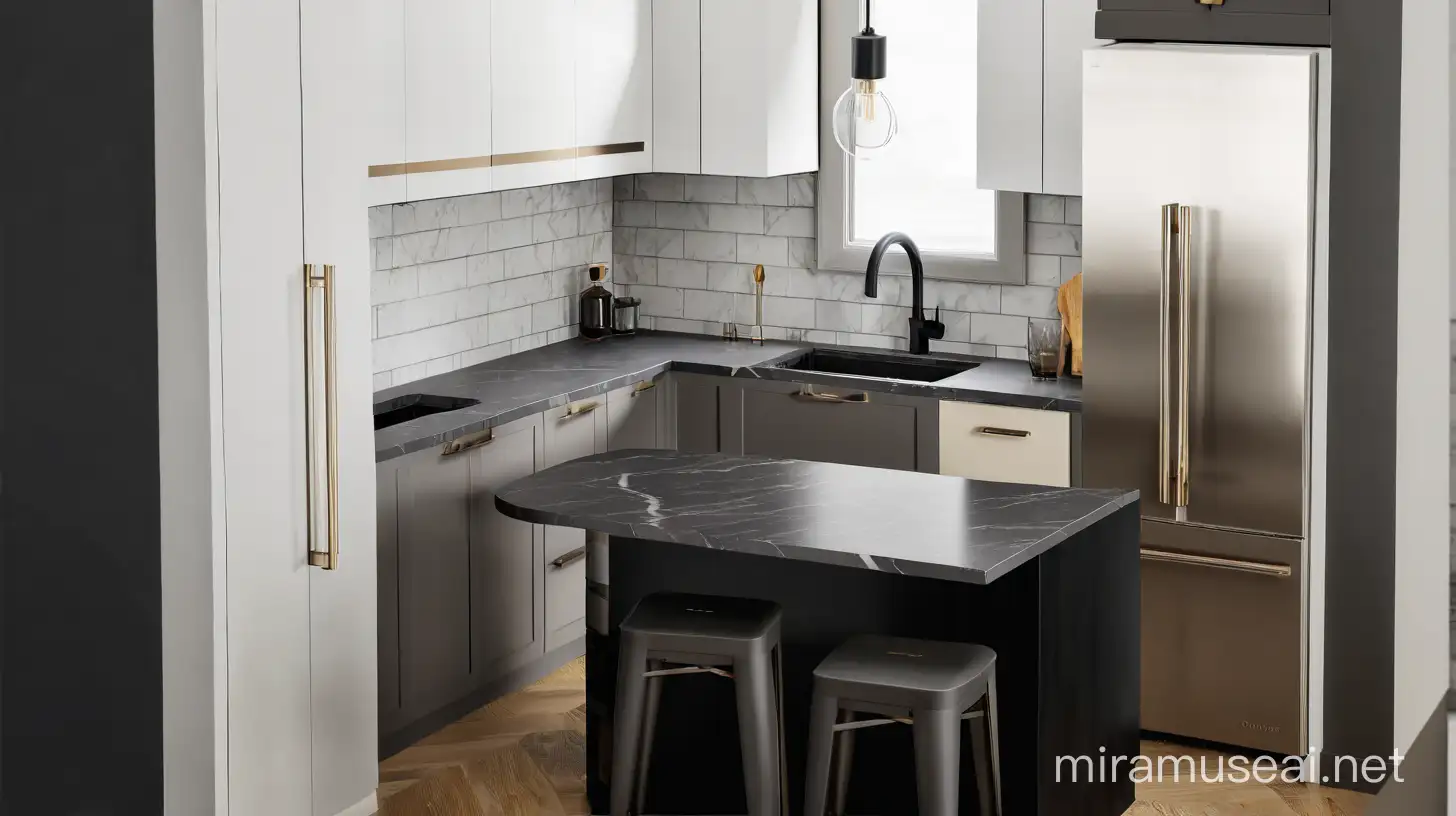 Modern Kitchen Interior with Sleek Design and Neutral Tones