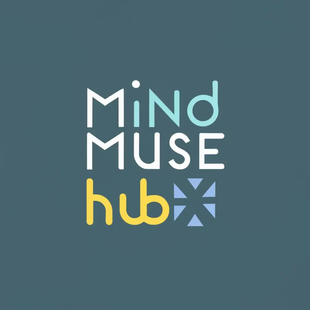 logo, Personal Development and Motivation, with the text "MindMuse Hub", typography change background color to blue
