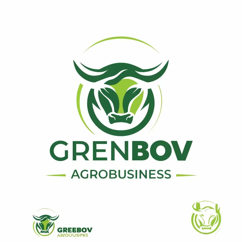 a logo design,with the text "GreenBov Agrobusiness", main symbol:A green Bull,Moderate,clear background