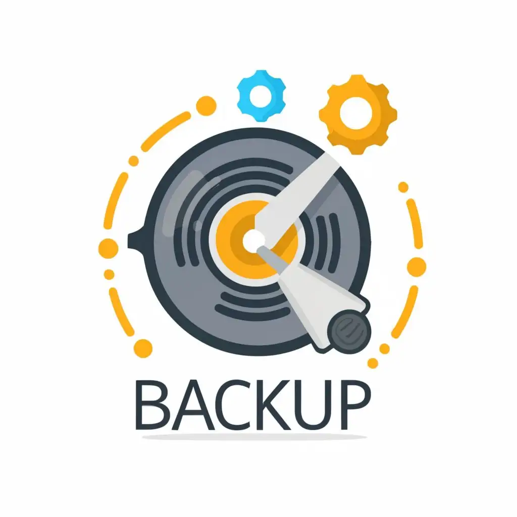 LOGO-Design-For-Education-Backup-Solutions-Disk-with-Backup-Typography
