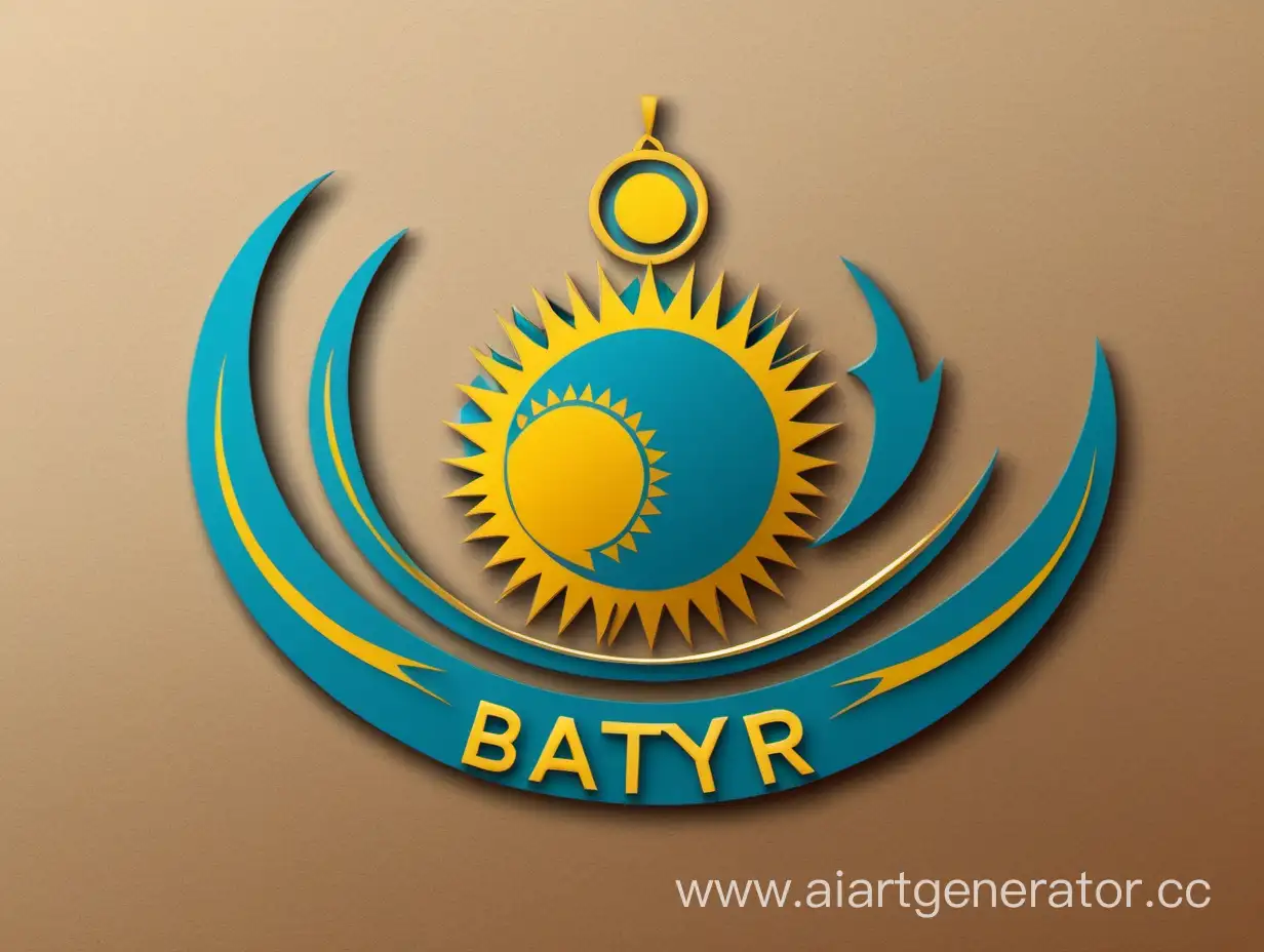 Batyr-Brand-Logo-Kazakh-Flag-and-Crescent-Ornament-Design