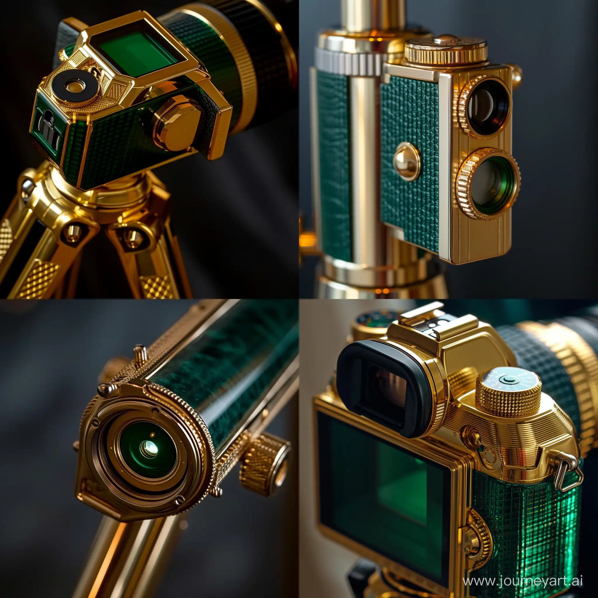 Elegant-Gold-and-Emerald-Camera-with-Clear-Lines-and-Aesthetic-Lighting