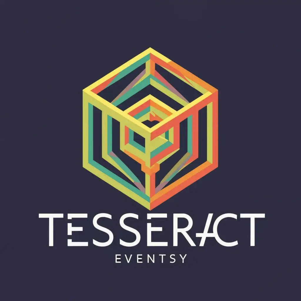 logo, Tesseract cube, with the text "tesseract", typography, be used in Events industry