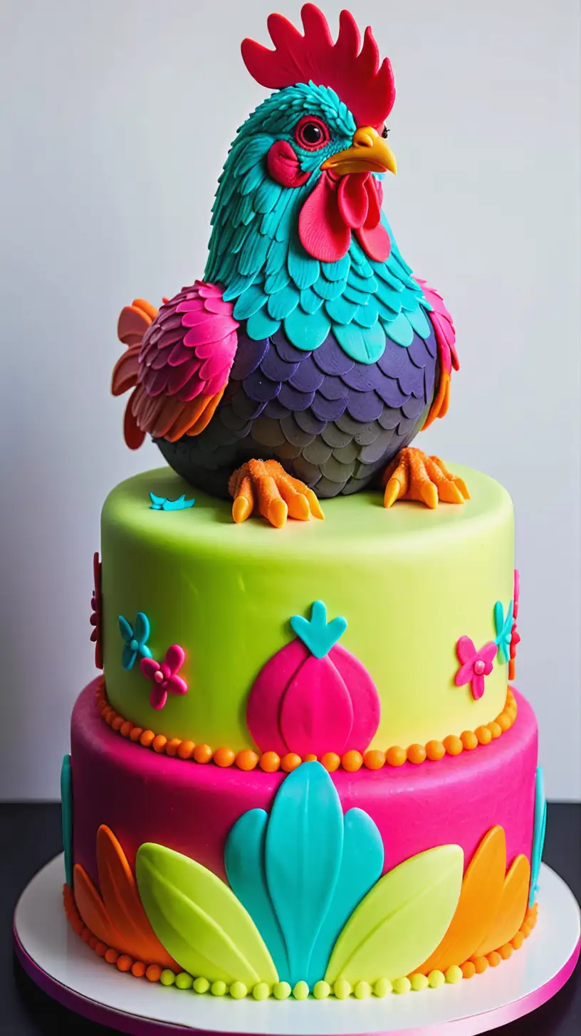 Neon chicken cake