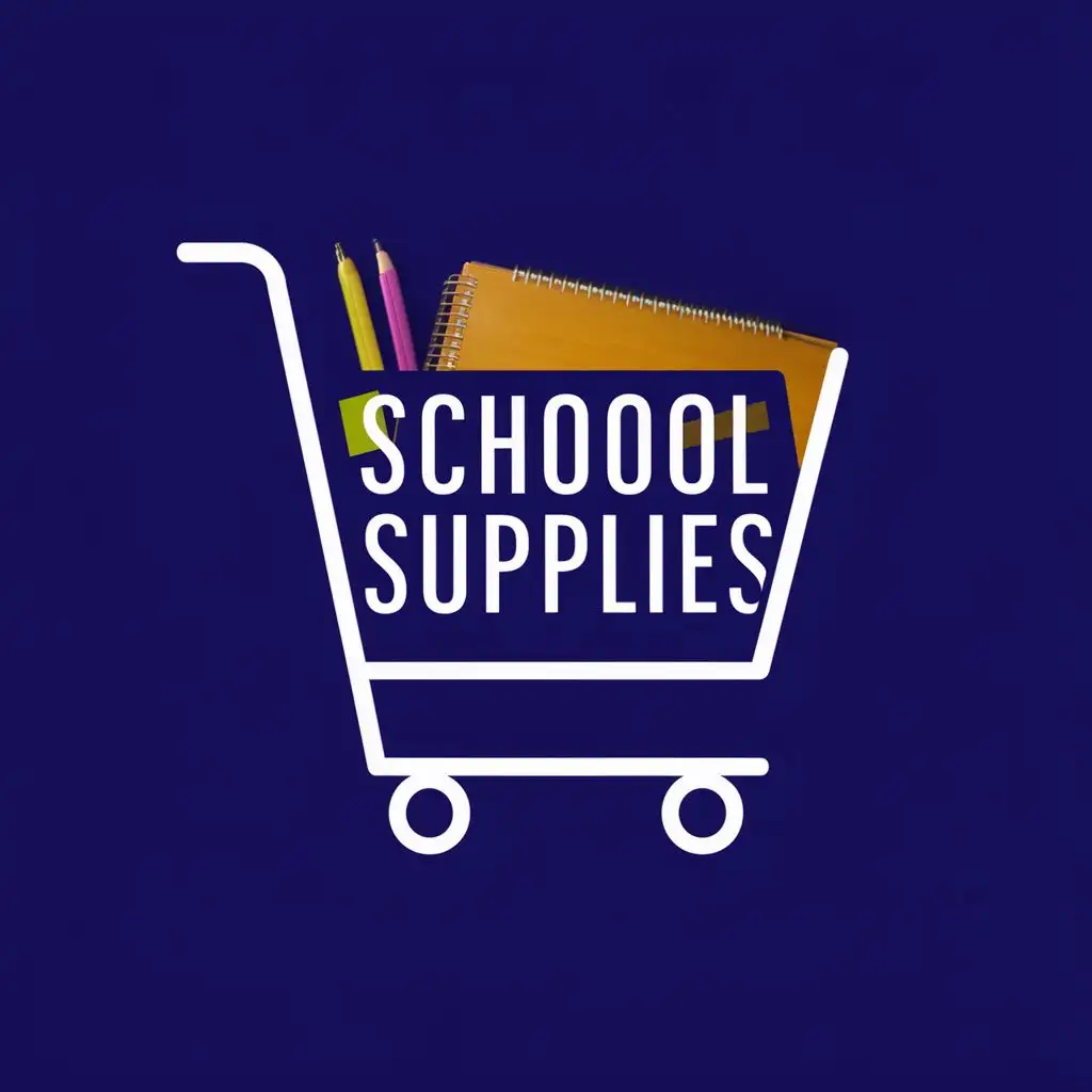 logo, shopping cart, with the text "School Supplies", typography, be used in Retail industry