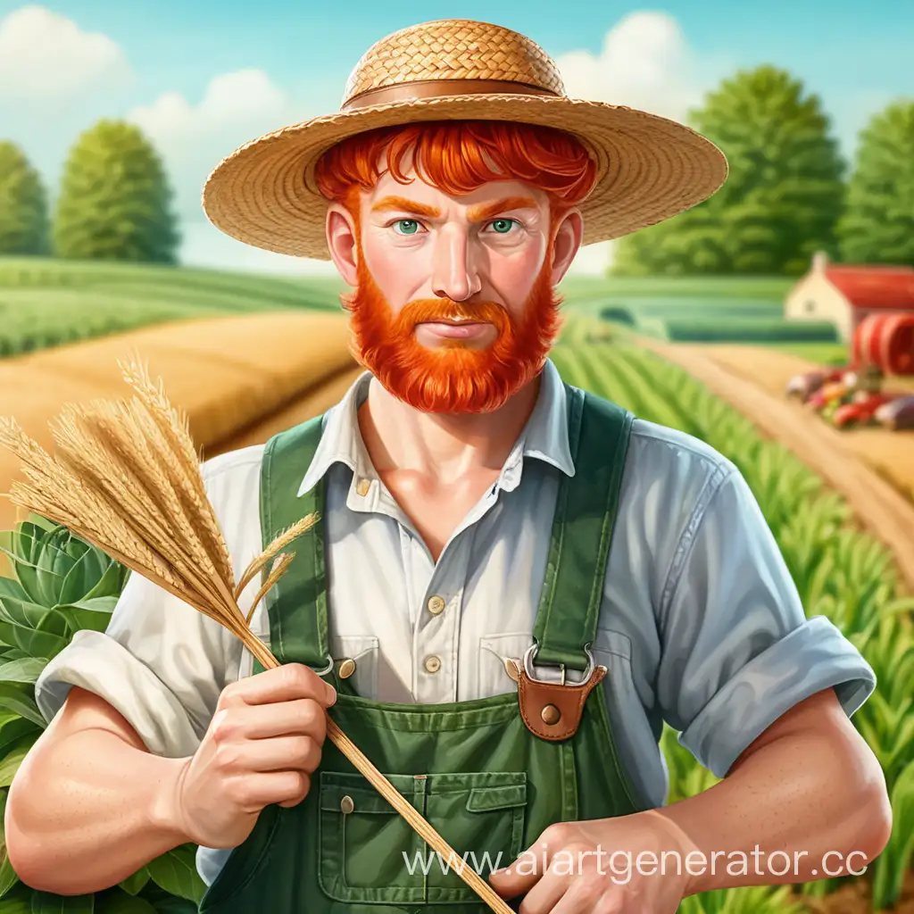 RedHaired-Farmer-with-Scissors-and-Straw-Hat