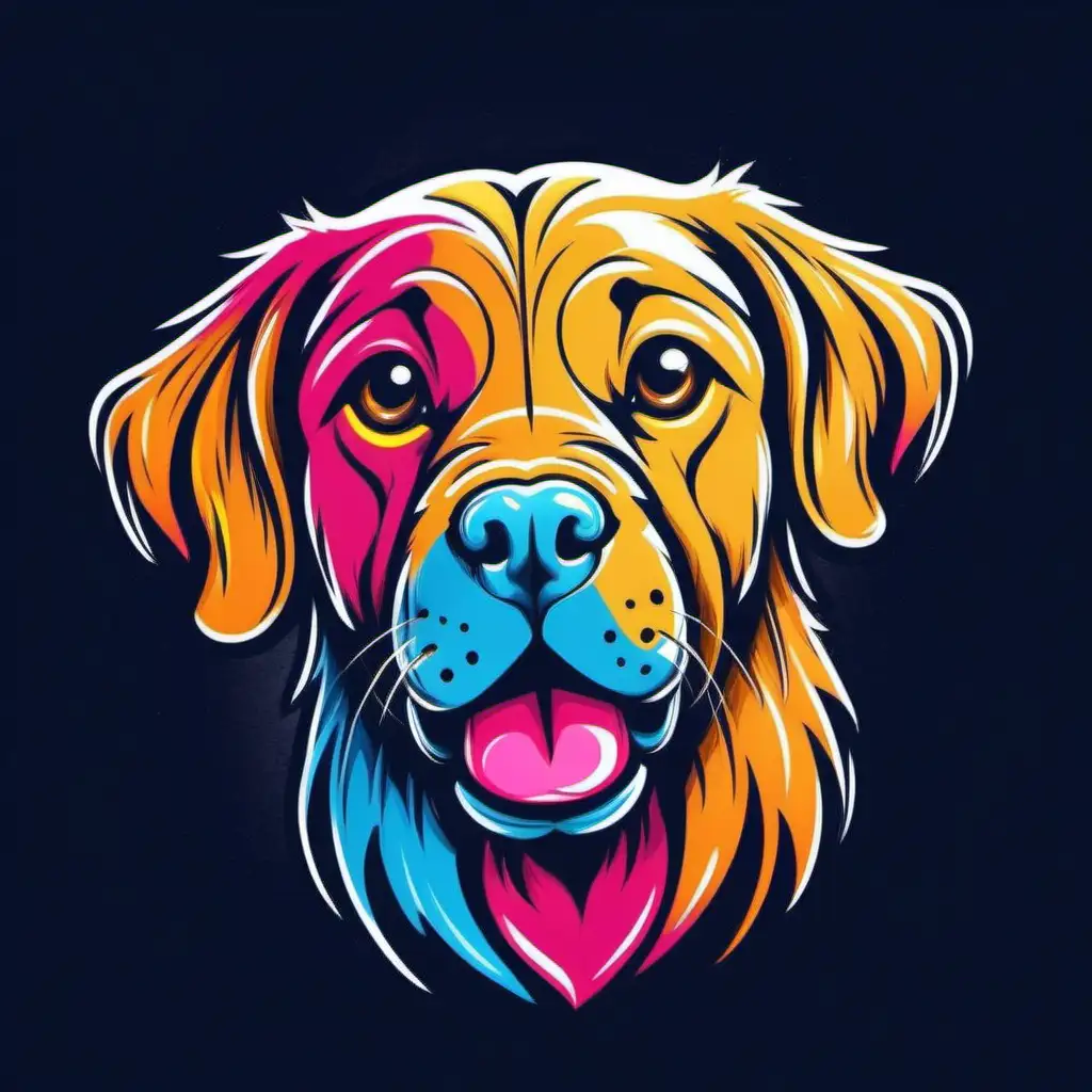 Vibrant Dog Sketch Outline TShirt Design