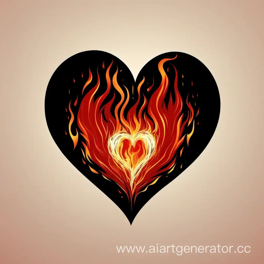 Minimalist-Heart-with-Fiery-Contour-Abstract-Art