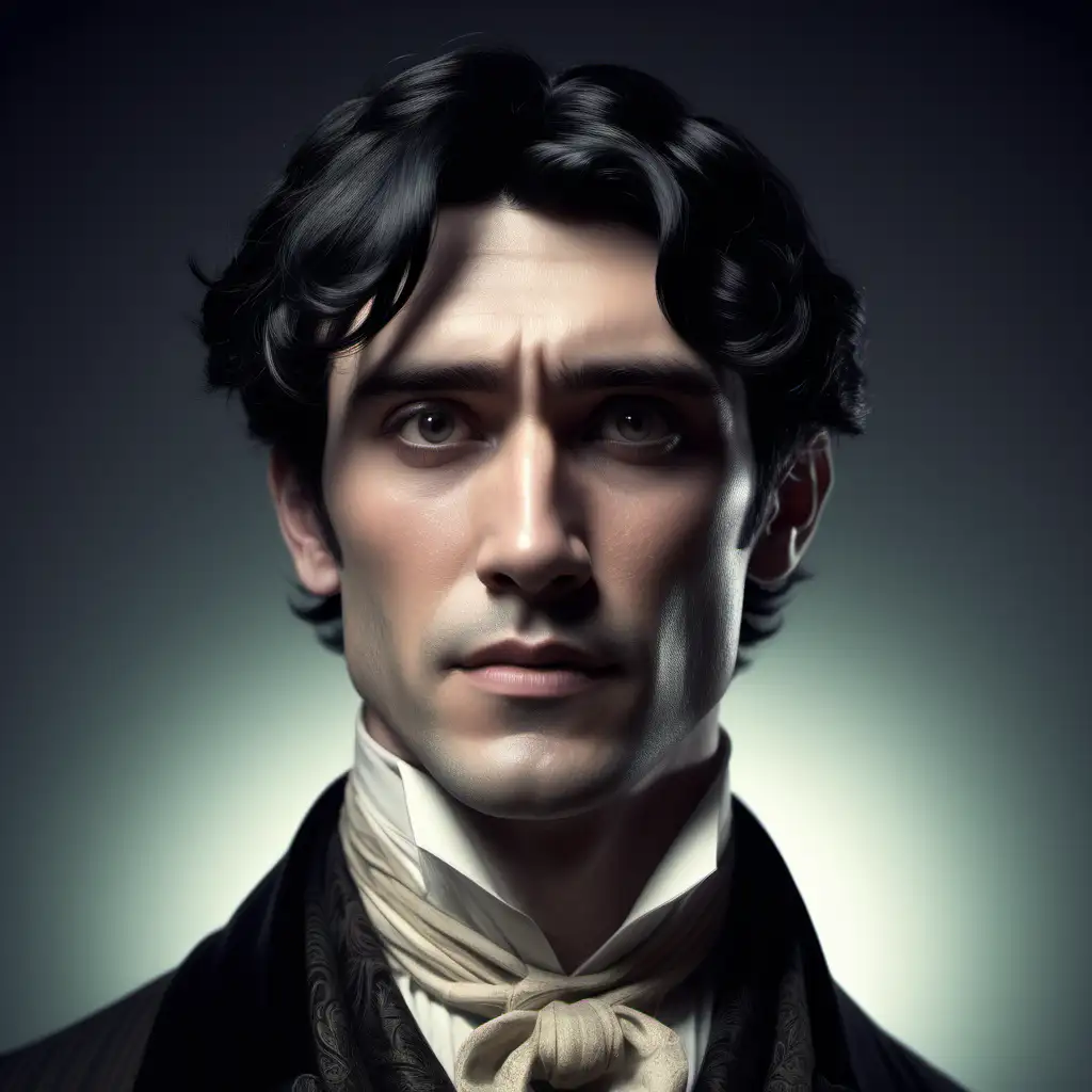 black haired attractive man with pronounced jaw who is a healer,  victorian era, pixar style