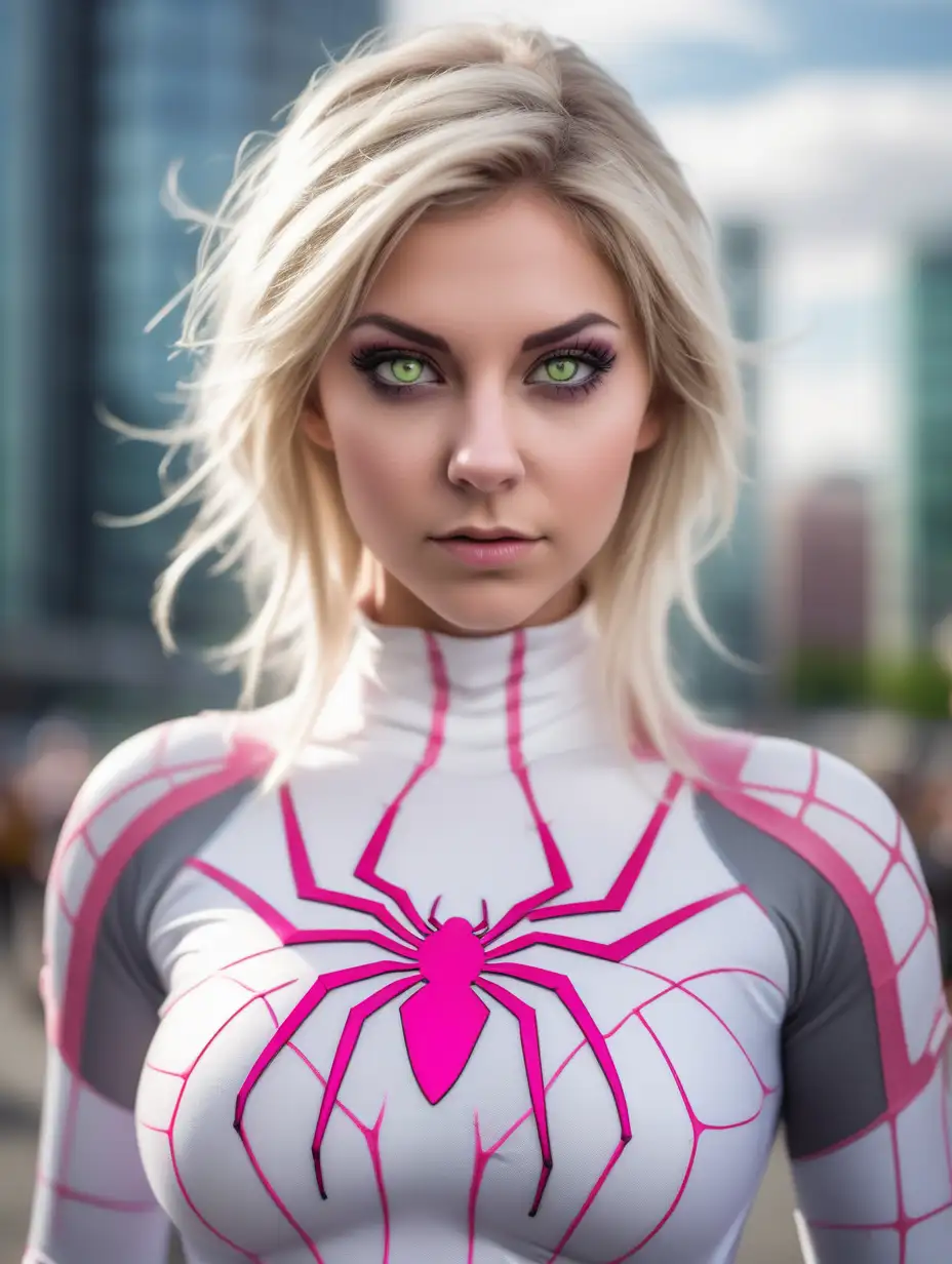Enchanting Nordic Spider Mutant Cosplay Amidst Cityscape