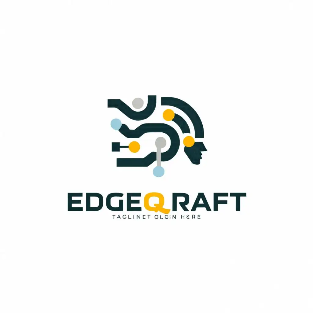 a logo design,with the text "EdgeQraft", main symbol:AI,  brain, business, baybayin, letter E and Q should be represented,Minimalistic,be used in Finance industry,clear background