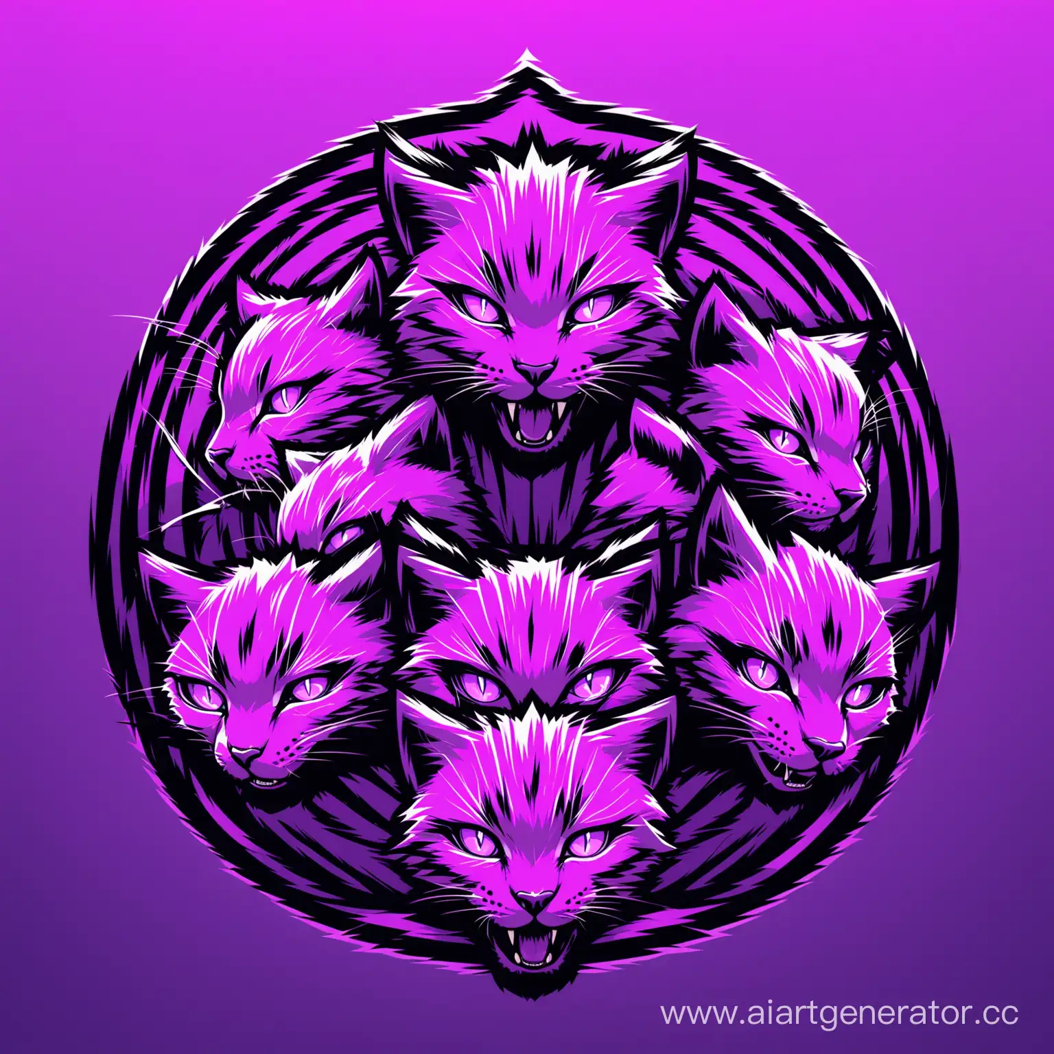 Иконка клана диких котов в шапочках танкистов.
(Фиолетовые цвета) (Резкие линии) (Агрессивность)