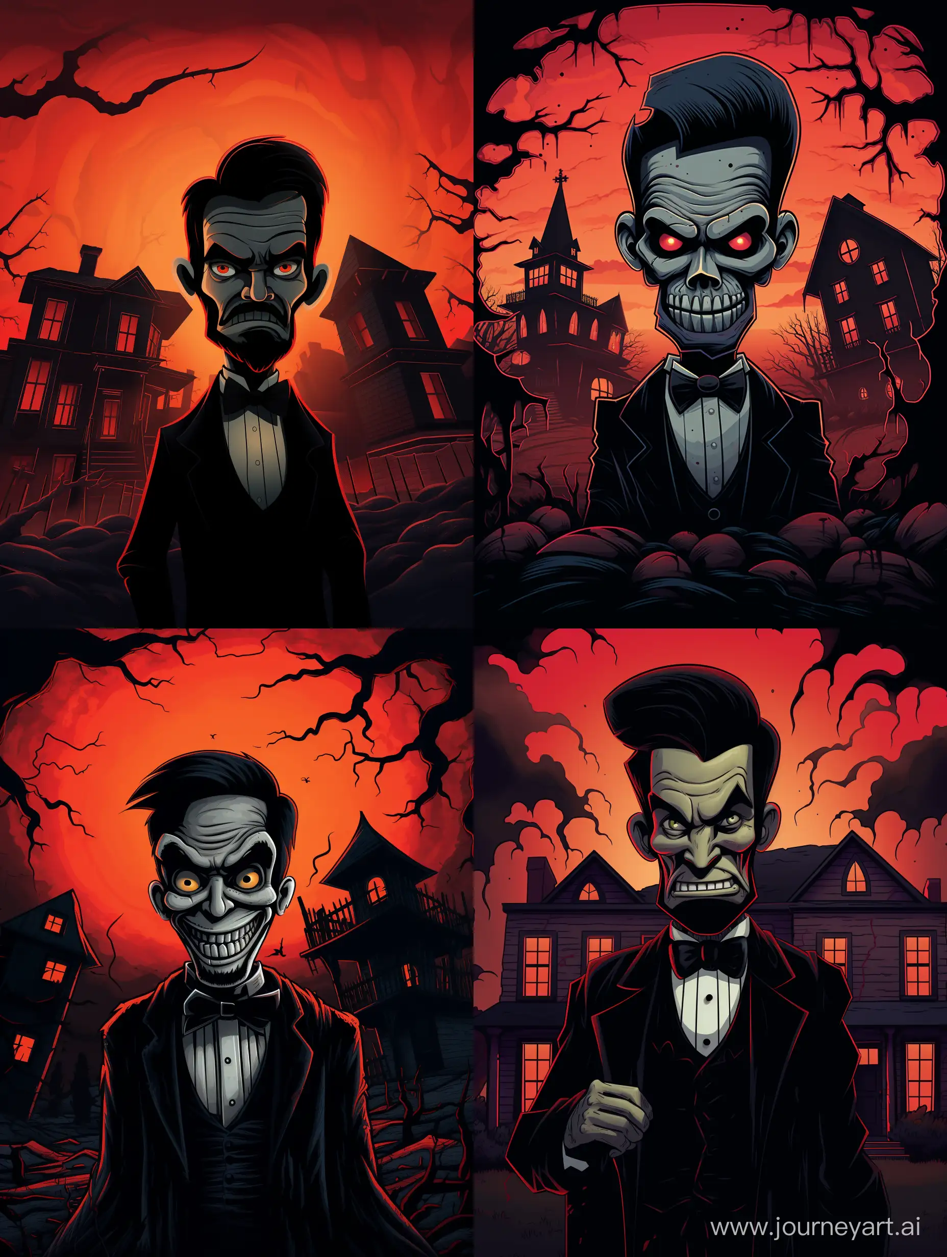 Lincoln-Loud-Confronts-a-Menacing-Haunted-Mansion-in-Ominous-Black-and-Red-Tones