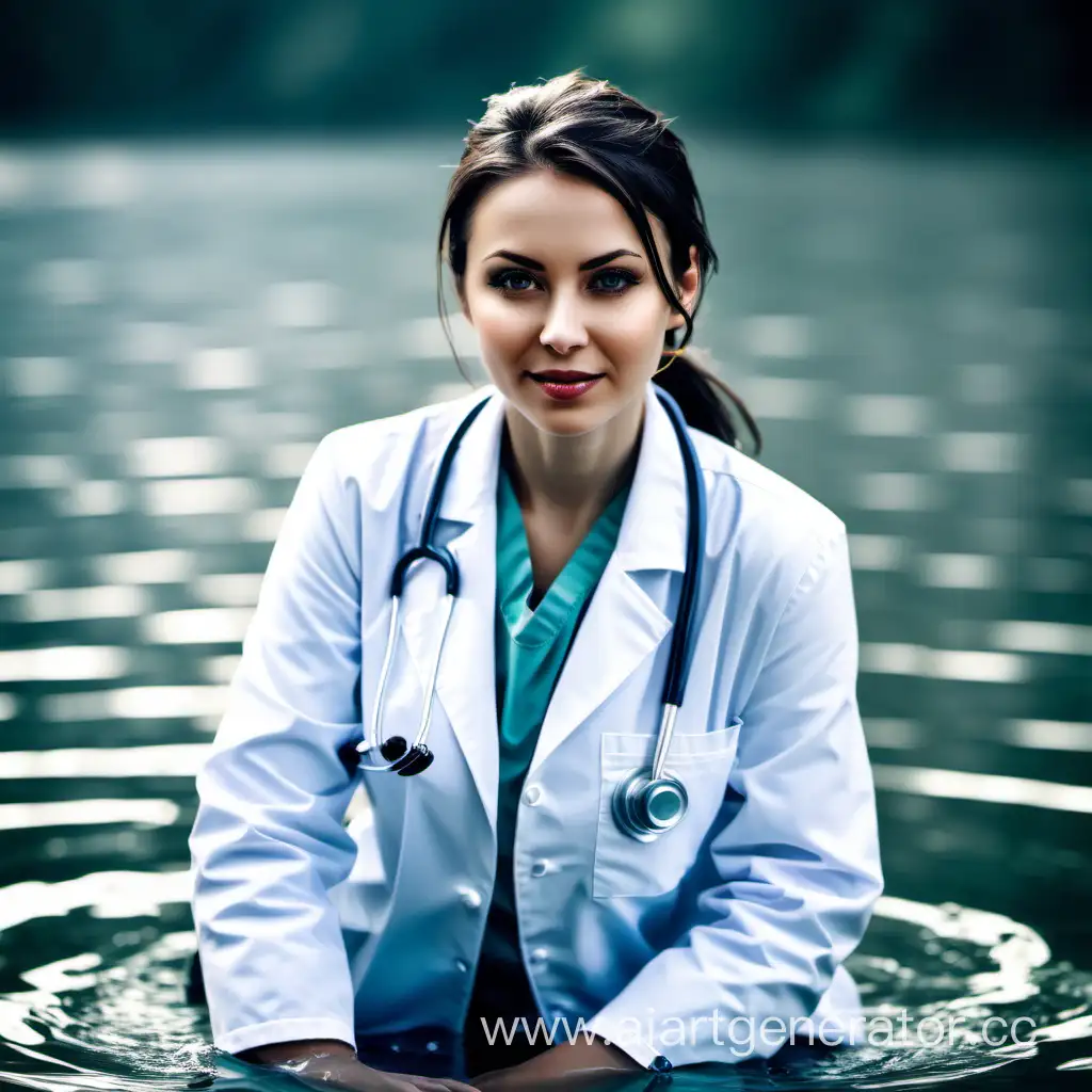 Women doctor in water
