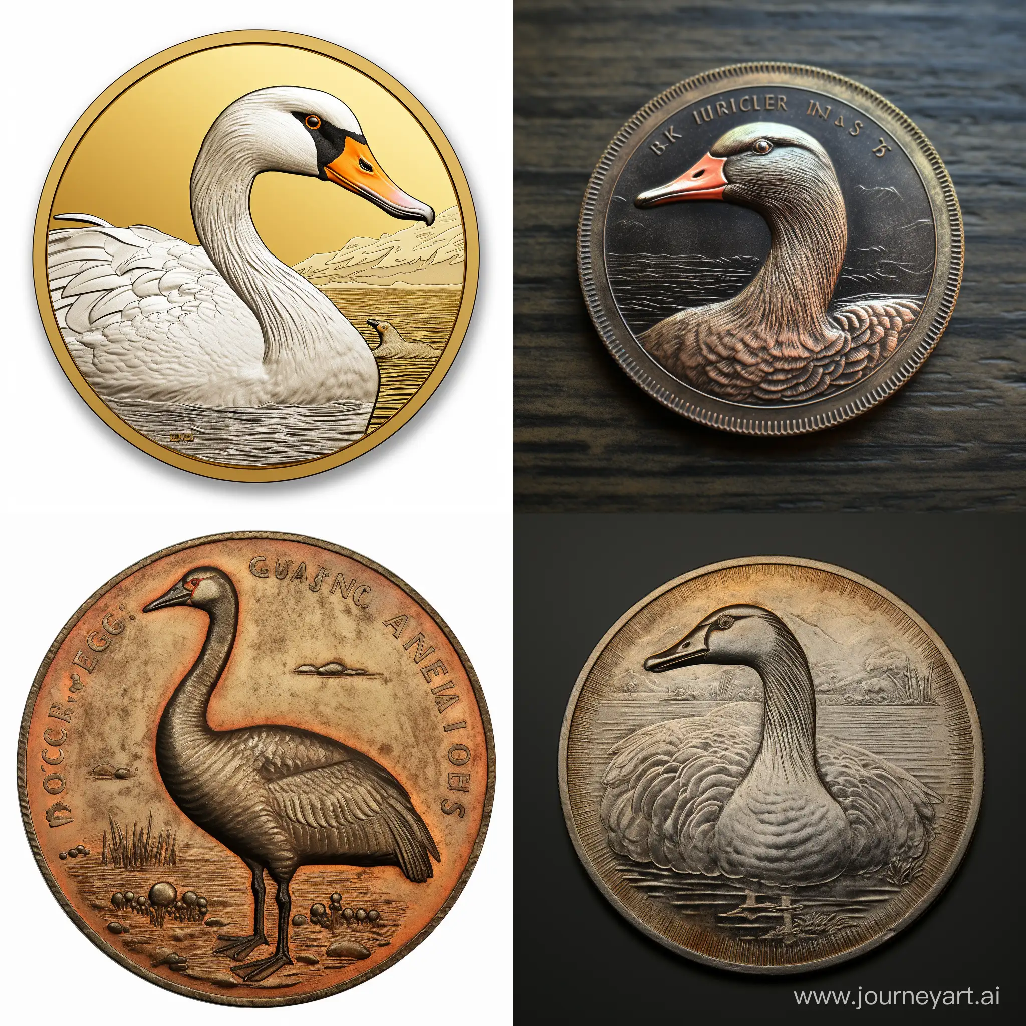 Монета с изображением гуся