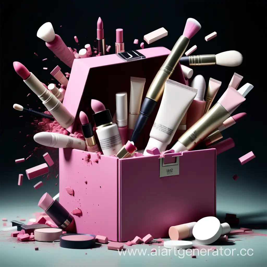 Vibrant-Burst-Cosmetics-Box-Explosion-Captures-Colorful-Chaos