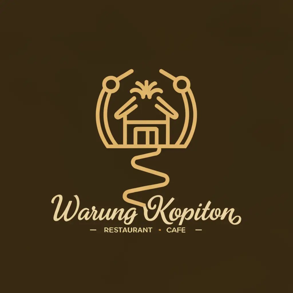 a logo design,with the text "warung kopiton", main symbol:shelter near the river, coconut tree, small road,Moderate,be used in Restaurant industry,clear background
