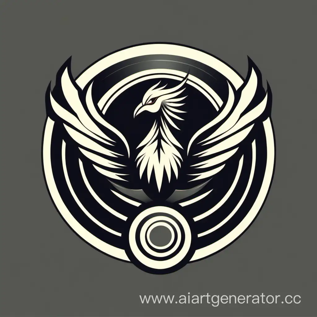 Majestic-Phoenix-Bird-Logo-with-Head-and-Wing-in-a-Circular-Design