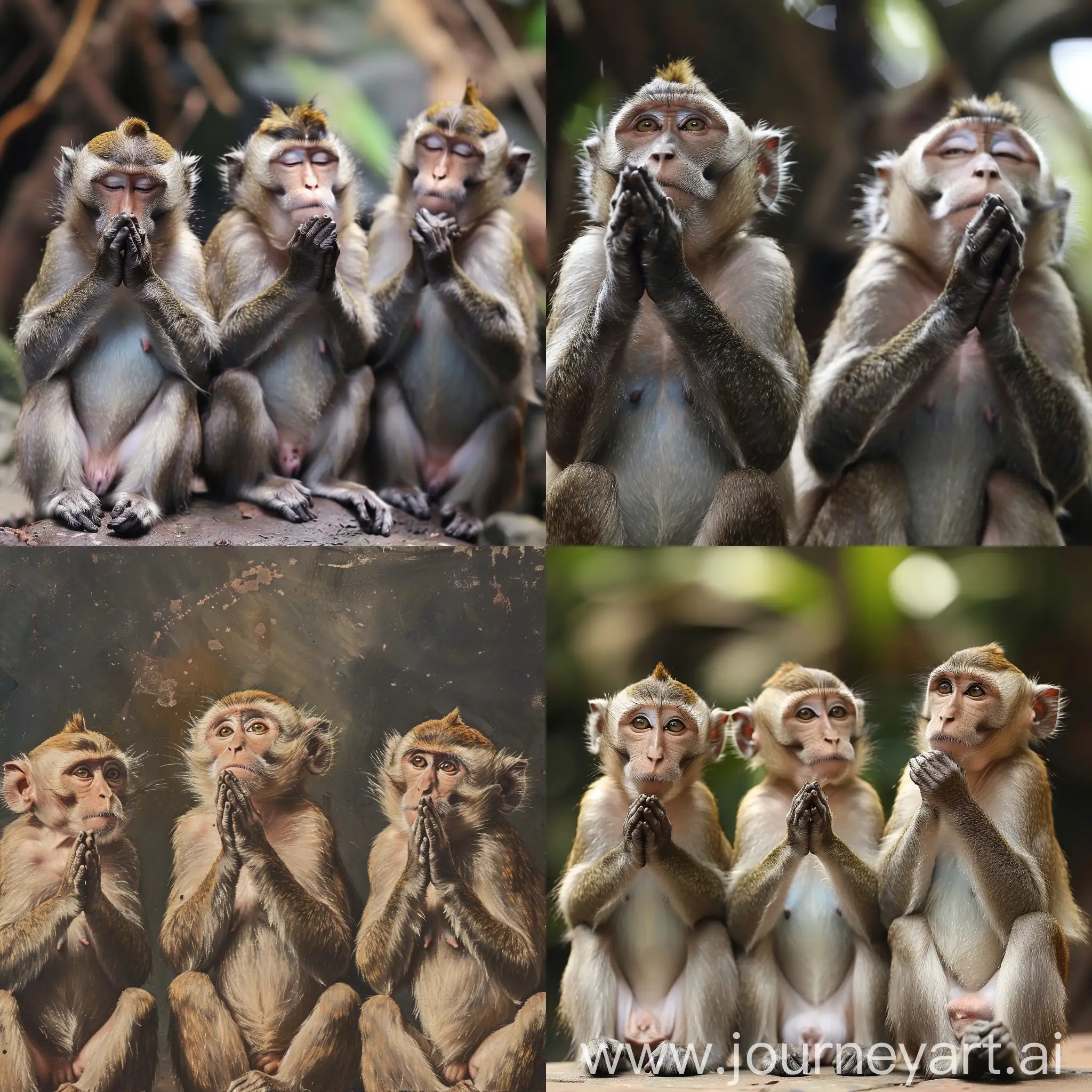 Praying-Monkeys-Peaceful-Scene-of-Monkeys-Engaged-in-Devotional-Ritual