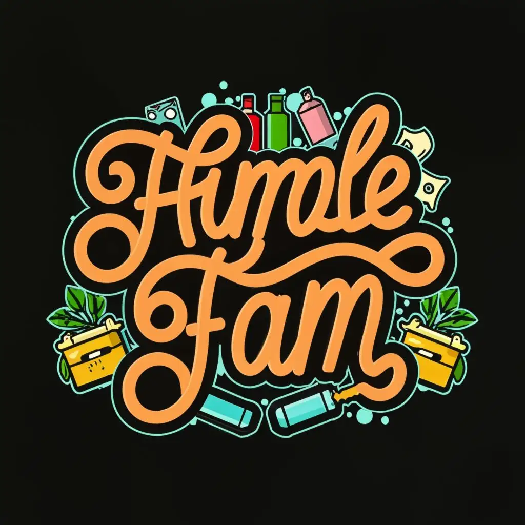 logo, money women drugs, with the text "humle fam", typography, be used in Entertainment industry