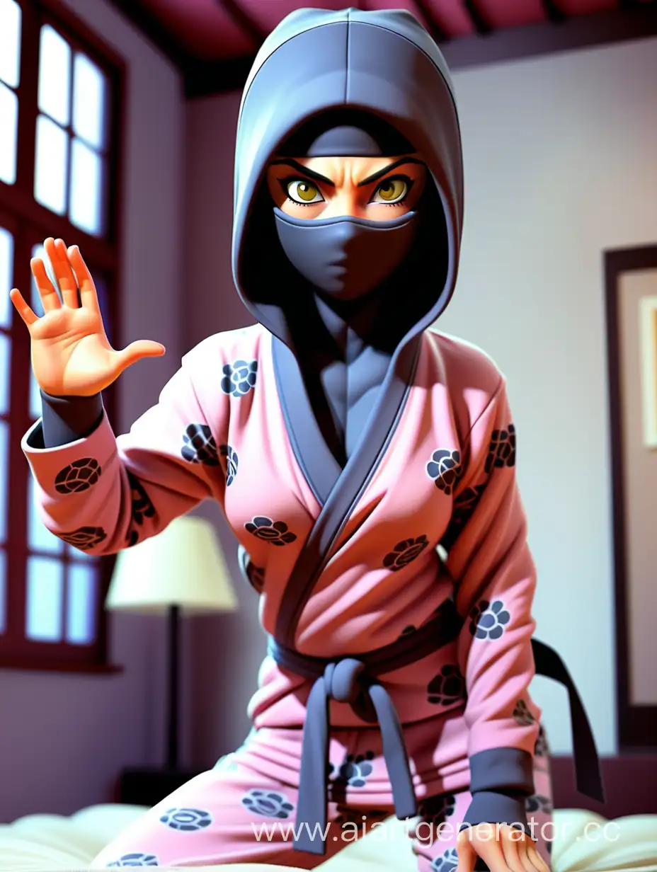 PajamaClad-Ninja-Woman-in-Stealthy-Action