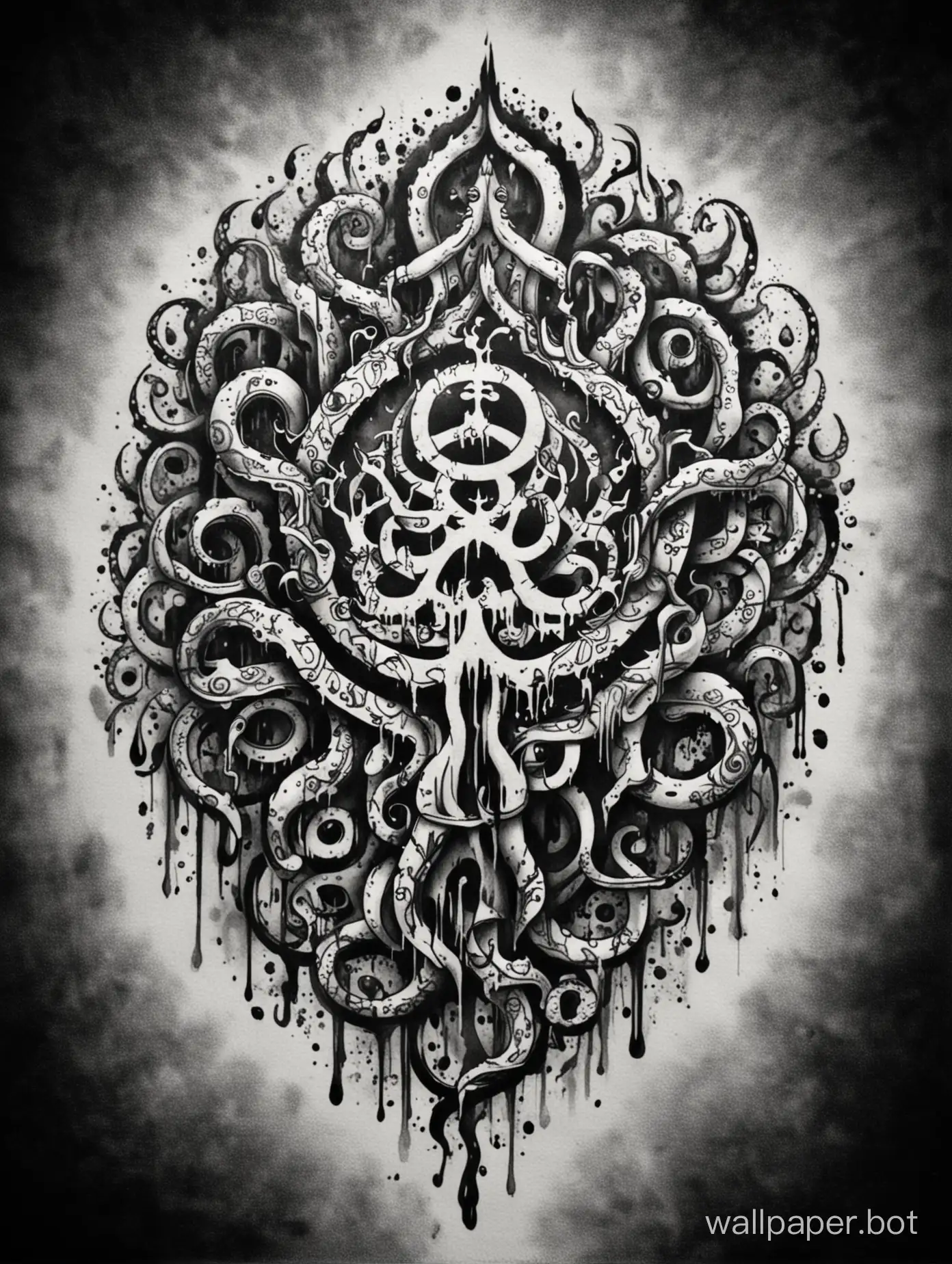 Chaotic-Monochromatic-Aum-Tattoo-Design-with-Dark-Tentacles-Background
