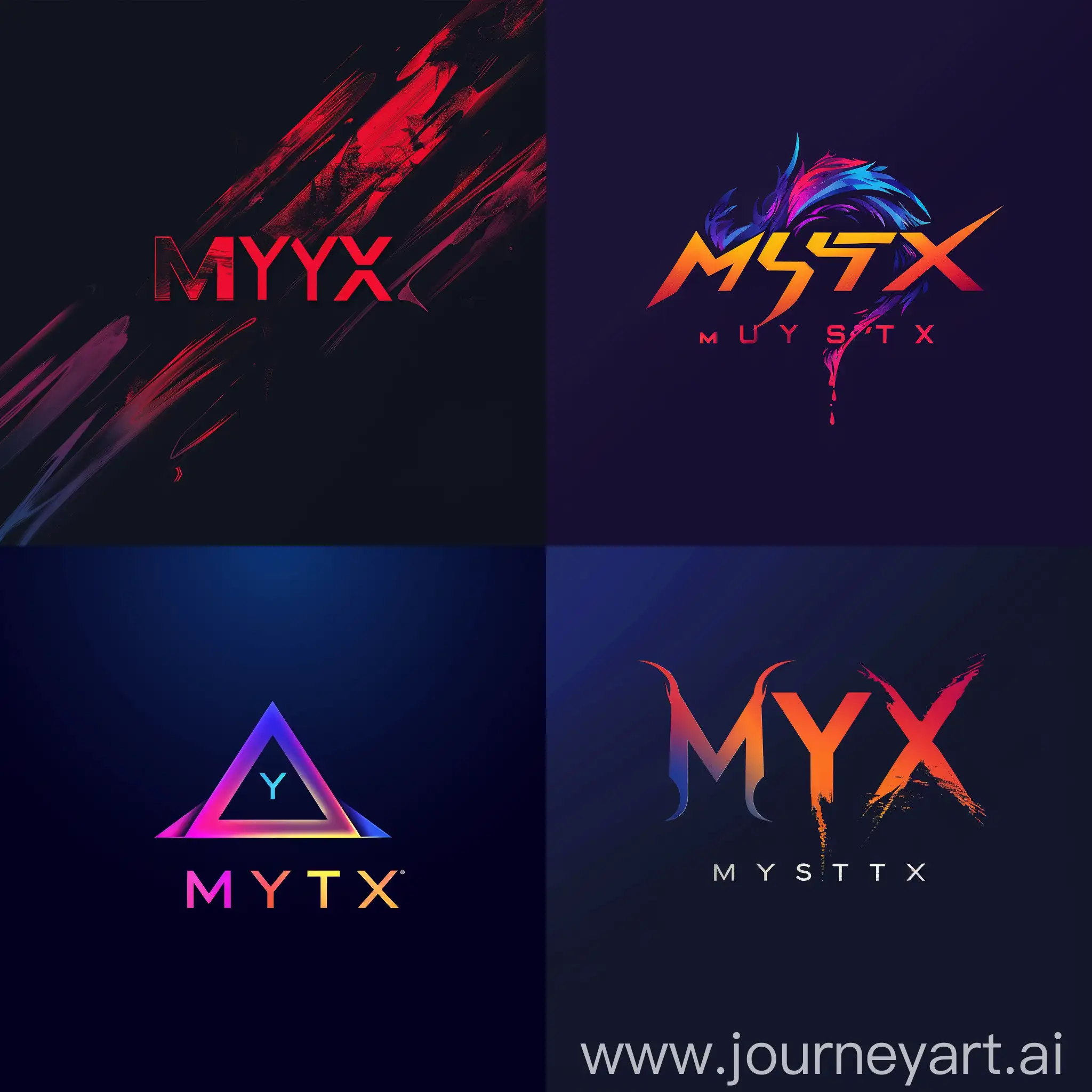 логотип в стиле минимализм, абстракционизм,
с надписью MYSTX, для киберспортивной команды