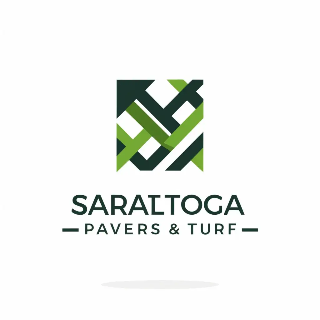 a logo design,with the text "Saratoga Pavers & Turf", main symbol:artificial grass & stone pavers,Minimalistic,clear background