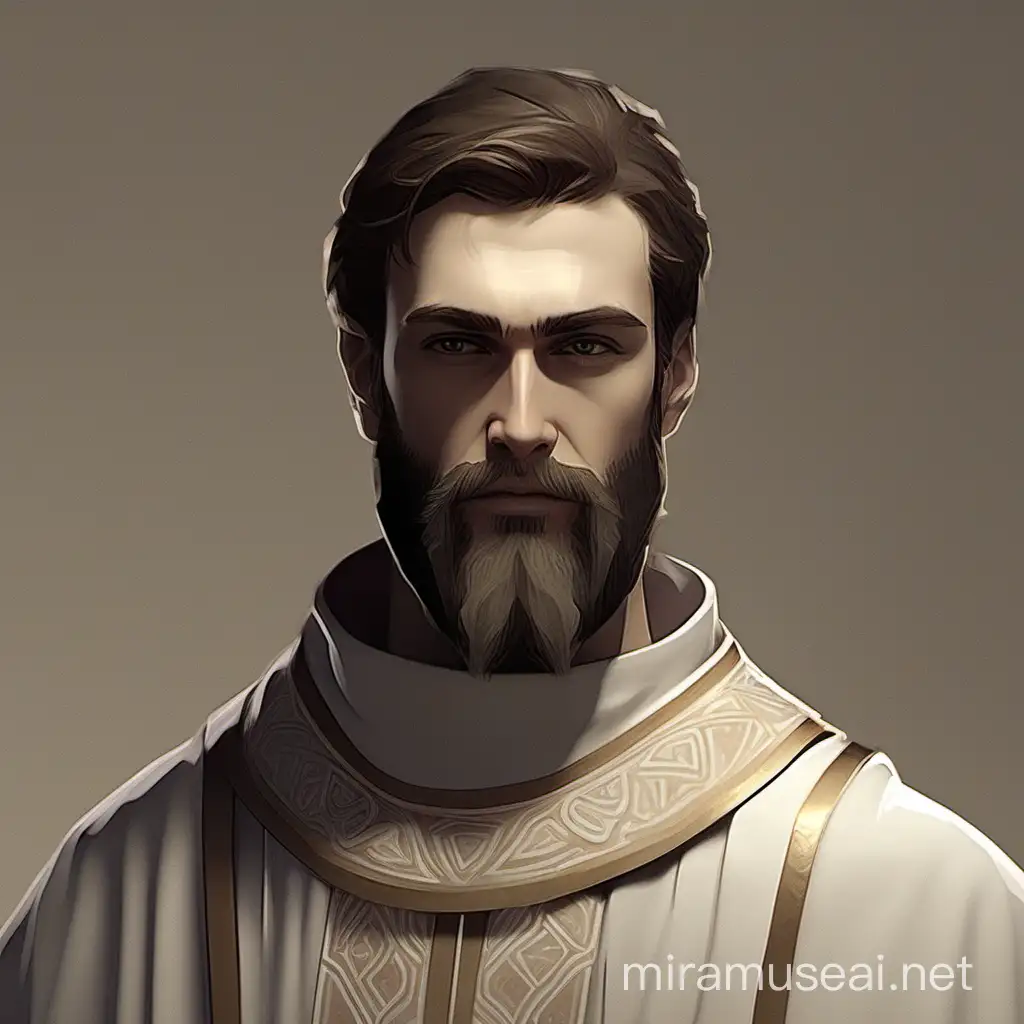 Acolyte Man with Neat Beard in Lean Facial Profile